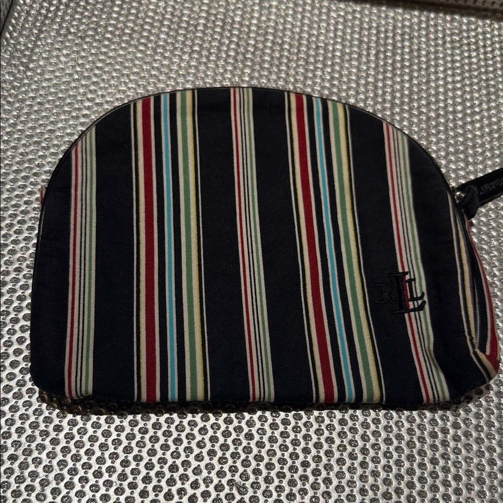 Ralph Lauren Striped Black and Multicolor Cosmetic Pouch